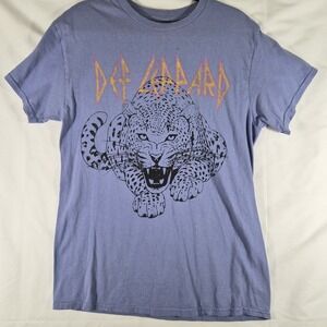 Def Leppard Band T Shirt Mens Medium Leopard Graphic Rock Tee Bravado Licensed
